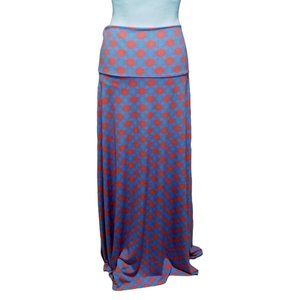 LulaRoeWomens Size Large Maxi Skirt Red Orange and Blue A line Jersey Knit NWT